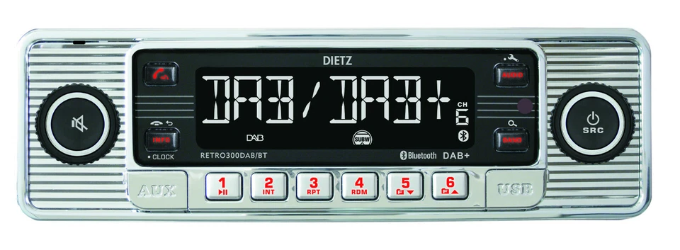 Dietz Retro Look Autoradio DAB+ BT USB Fernbedienung RETRO300DAB/BT chrom  - Bild 2 von 4