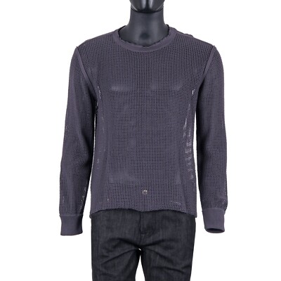 DOLCE & GABBANA Knitted Cotton Mesh Crew Neck Jumper Grey 07321