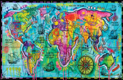 World Map by Dean Russo Mini Poster 17'' x 11''