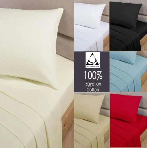 100% EGYPTIAN COTTON FITTED SHEETS 200TC SINGLE 4FT SMALL DOUBLE KING SUPER KI