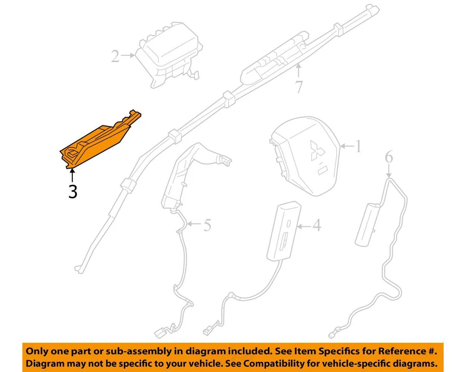MITSUBISHI OUTLANDER Knee Air Bag Right Passg RH Black  7030A998XA  2022  OEM Foto 3 de 4