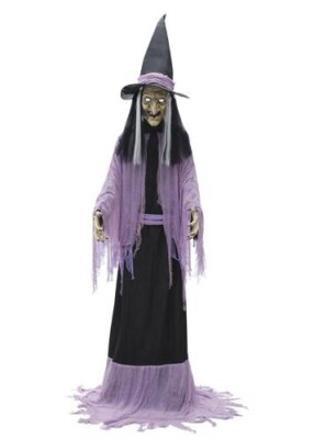 10' Towering Spooky Talking Witch Lighted Eyes Indoor Halloween Animated Decor