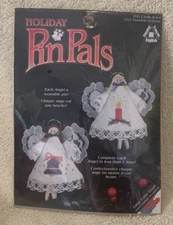 2 Pc Holiday Pin Pals ANGEL Clothes Pin Cross Stitch Ornament Kit - NEW