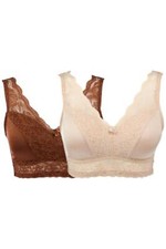 Rhonda Shear 2-pack Pin-Up Bra w/ Removable Pads Brown/Beige