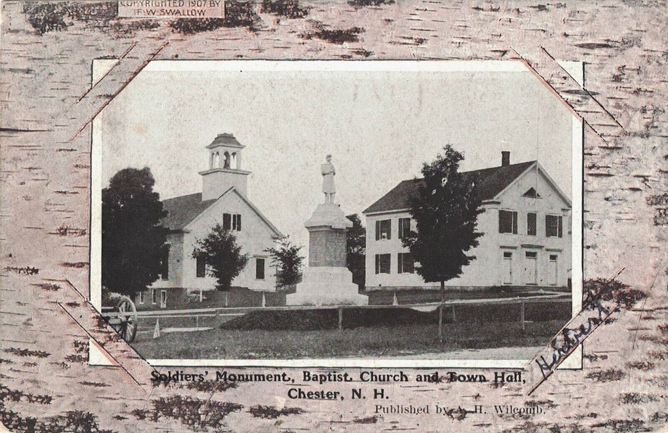 1908 Chester, New Hampshire Atypical R.F.D. Cancel Church / Town Hall