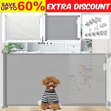 Pet Safety Gate Retractable Dog Barrier Folding baby Doorways Stair Guard Fences