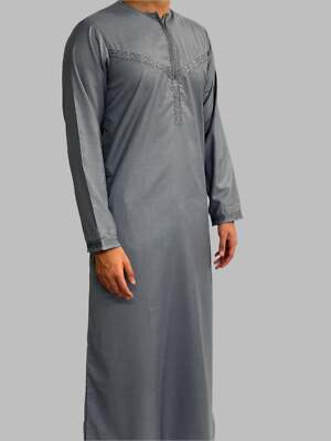 Herren Stickerei Zain Thobe Wintermaterial - Grau