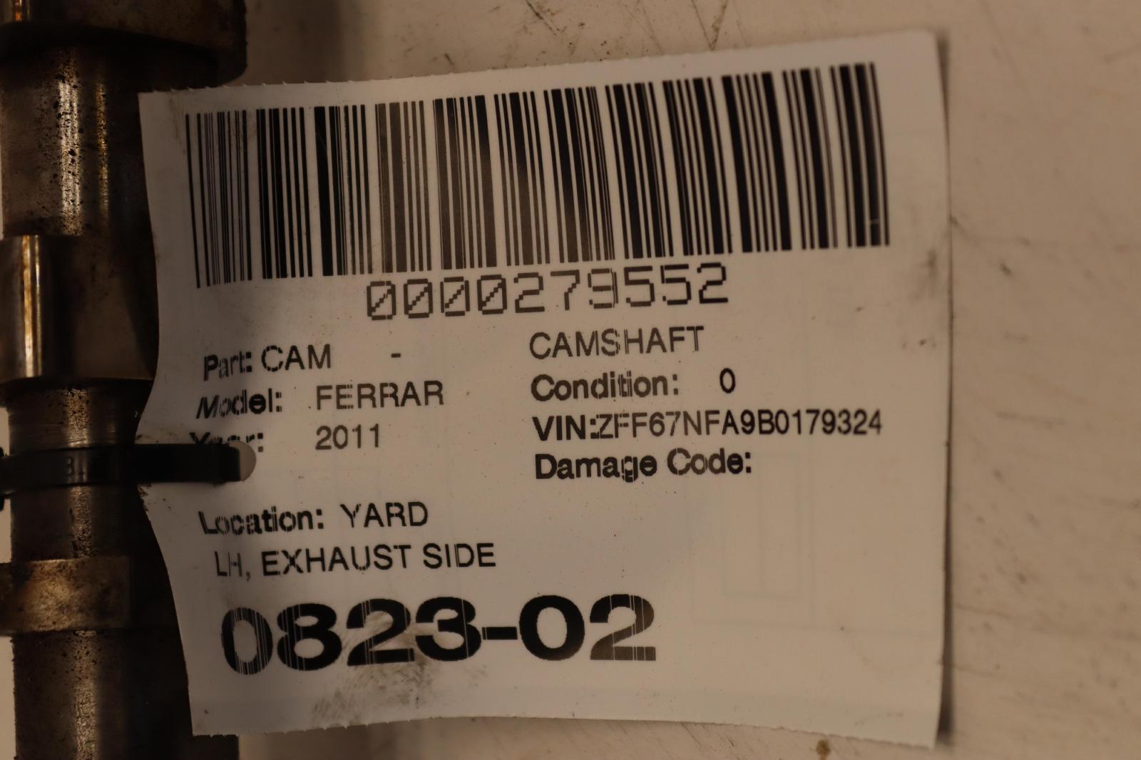 2010-2015 FERRARI 458 ITALIA V8 F136FB LEFT EXHAUST CAMSHAFT W/ VALVE TIMING OEM