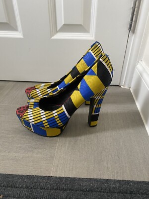 African print shoes, high heels UK Size 8, Ankara UK