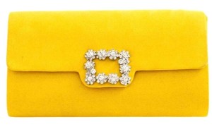 yellow suede clutch