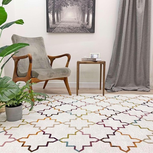 Moroccan White Washable Area Rugs for Living Room Bedroom Kitchen Decor Cotton R - 第 8/8 張圖片