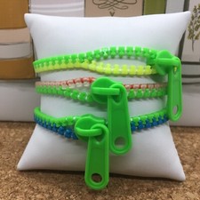 3 PC Fashion Bracelets Zipper Plastic 7.5" Assorted Colors New Free Ship 4008