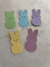 20 Easter Bunny Peep Peeps Paper Die Cut Glitter Cardstock Pieces scrapbooking