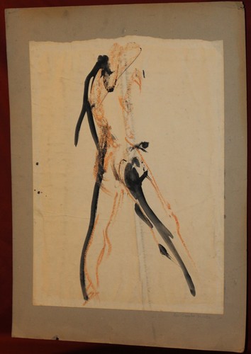 Figura abstracta acuarela original vintage firmada - Imagen 5 de 14