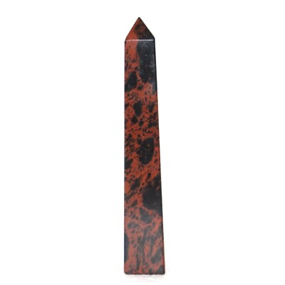 Vintage Mahogany Obsidian Obelisk Quartz Crystal Column Wand Point Healing Tower