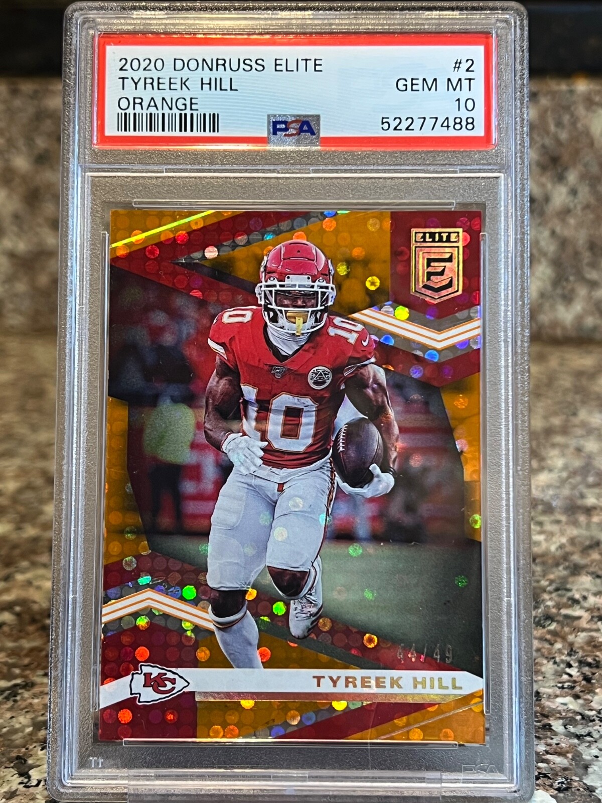 2020 Donruss Elite Tyreek Hill Orange SSP PSA 10 /49 Beautiful!! POP 2 view 10