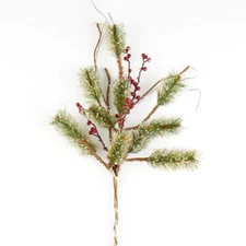 29" Snow Dusted Artificial Pine Spray with Berries