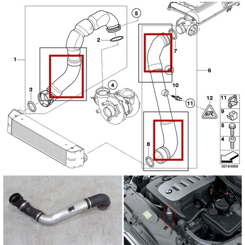 Silikon Ladeluftkühler Turbo Rohr Schlauch mit Schellen Kit für BMW E60 E61 530d - Picture 4 of 10