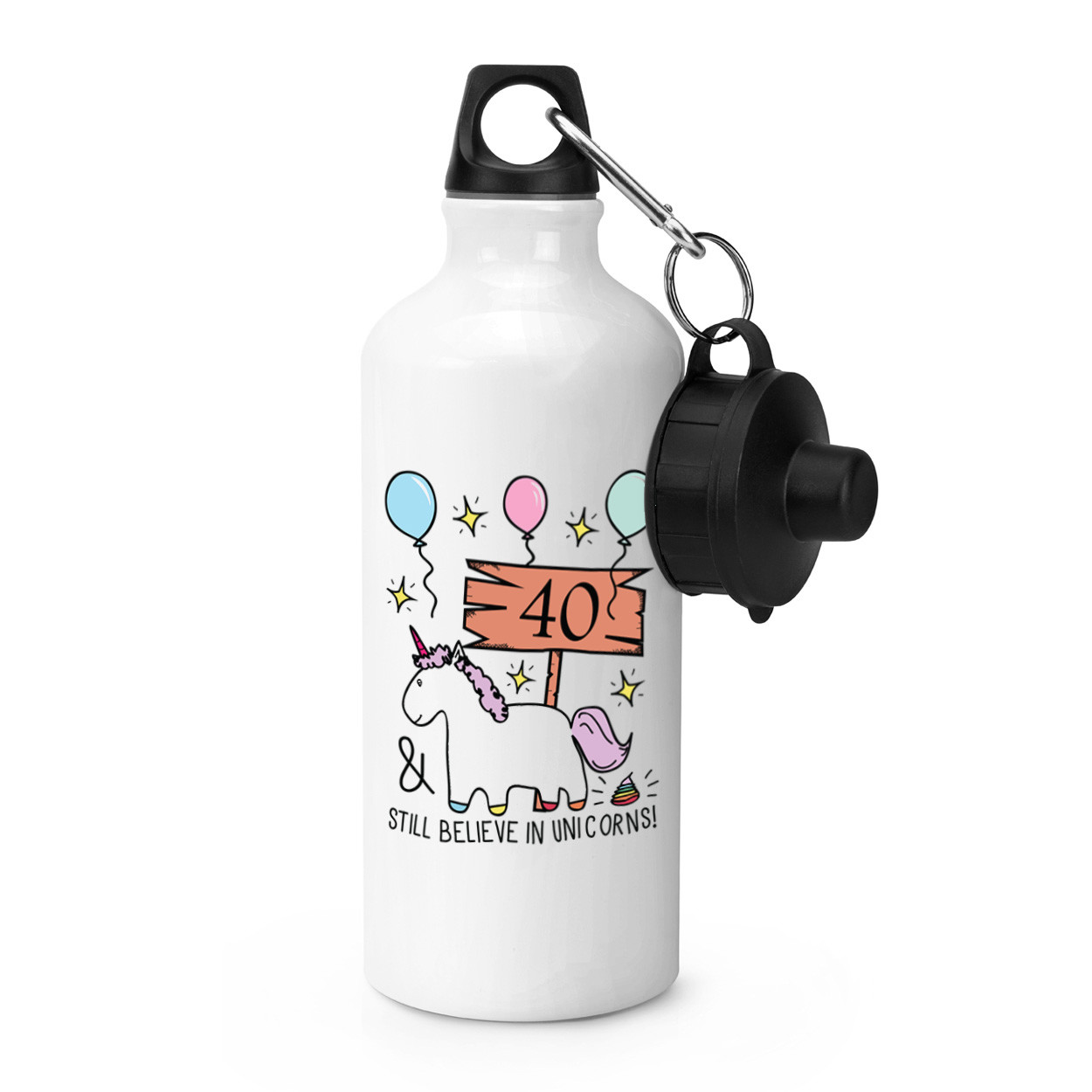 40th Birthday Still Believe In Unicorns Sports Drinks Bottle - Funny Happy