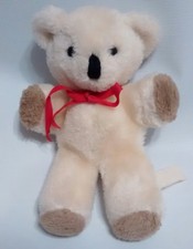 Vintage Eden Bear Rattle Off White Brown Hands Feet Plush Stuffed Toy 7"
