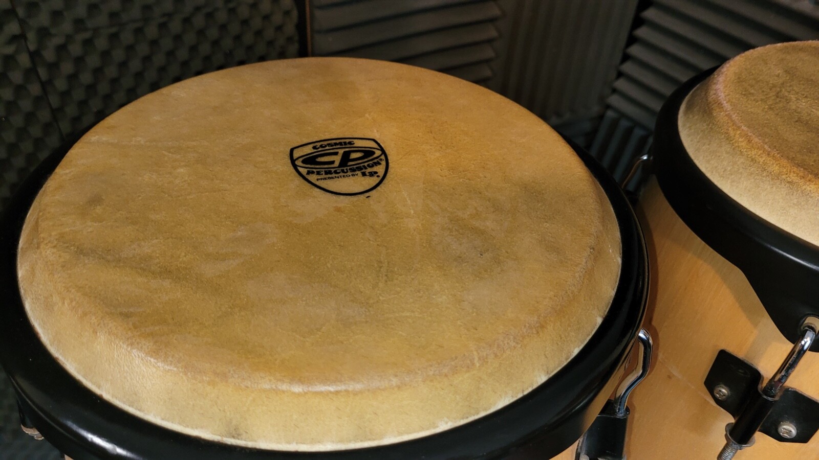 Pair of Latin Percussion / Cosmic Percussion Conga Drums With Stand