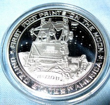 Moon Landing Silver Coin Apollo 11 Star NASA Wars Trek Space NASA Astronomy Old