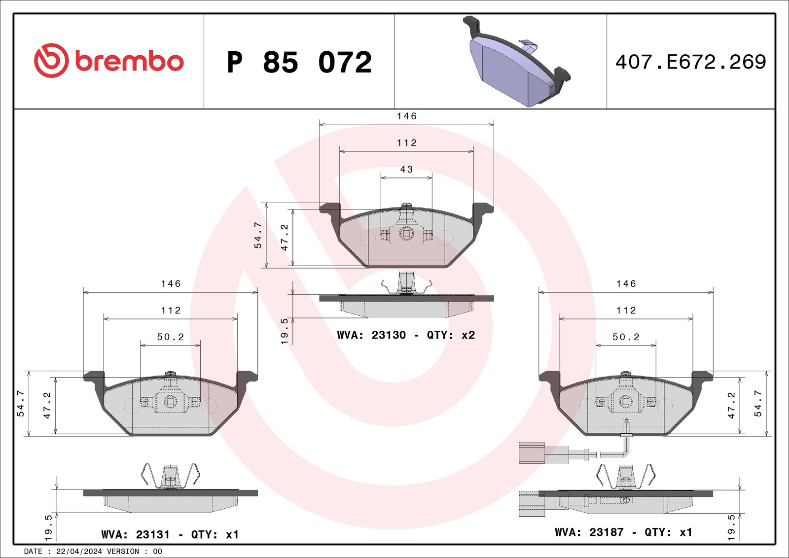 2x ✅Fits BREMBO P 85 072X Brake Pad Set, disc brake Xtra P 85 072X F ⭐UK Seller⭐ - Image 39