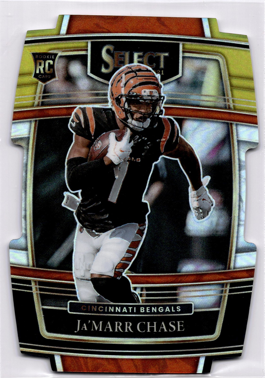 2021 Panini Select #47 Ja'Marr Chase Black and Gold Prizm Die Cut