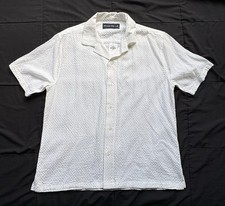 Abercrombie Fitch Men's White Short Sleeve Button-Up Shirt Small Cotton blend