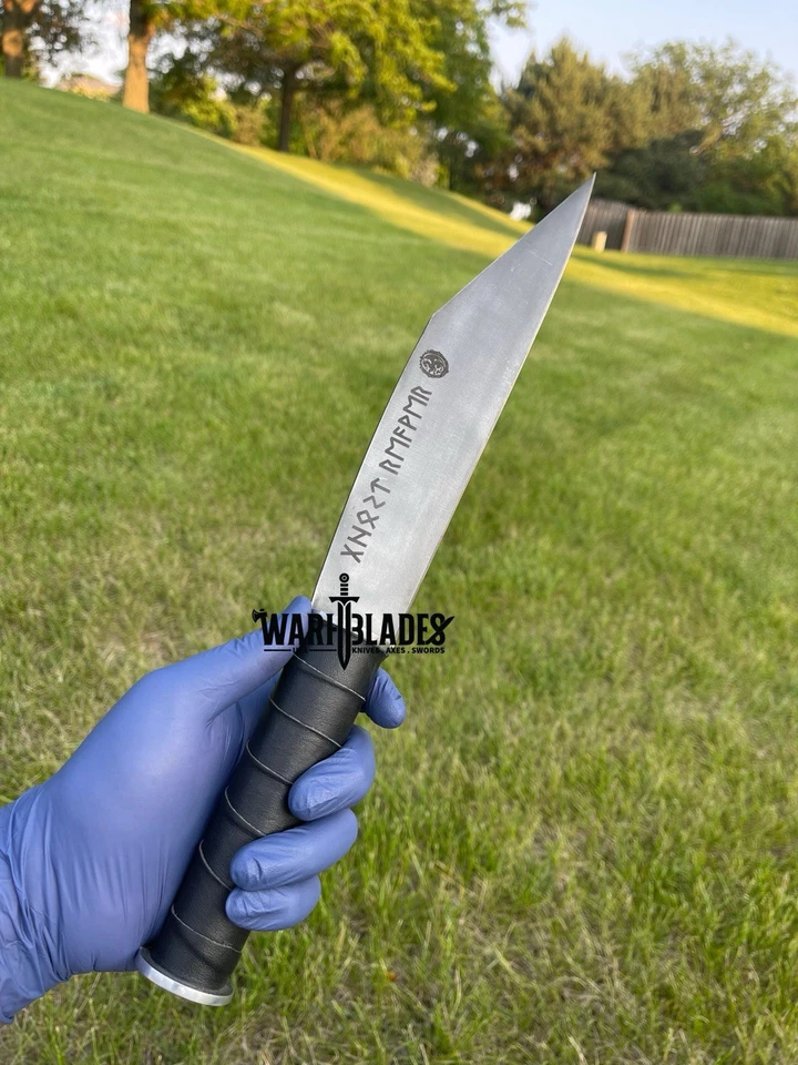 Custom Handmade Carbon Steel Hunting Medieval Viking Seax Knife Camping Knife - Image 4 of 4