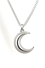 Genuine Solid 925 Sterling Silver Crescent Half Moon Pendant + Chain *Free Post