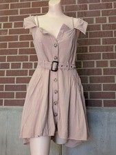 Winsor Linen Blend Mini Dress Womens M Khaki Old Money Linen Safari Utility