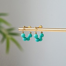 6mm Sky Blue Turquoise Round Gemstone Beads Dangle Stud Hoop Earrings Jewelry