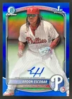 2025 Bowman Aroon Escobar Chrome Auto Blue Refractor 1st Prospect #39/150