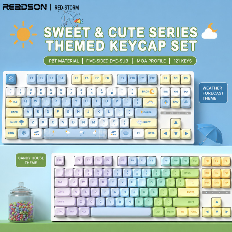 Sweet Lovely Keycaps PBT MOA Profile Pastel Cute Mechanical Keyboard 121 Keys