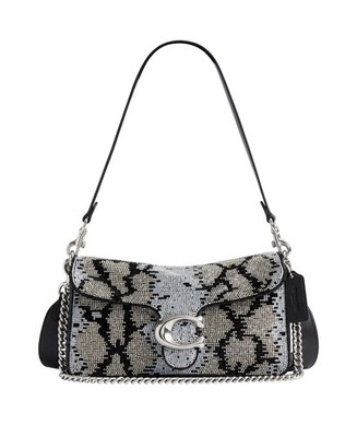COACH Tabby Medium Beaded Snake Shoulder Bag 26 CCW88 LHBLK LH/BLACK NWT