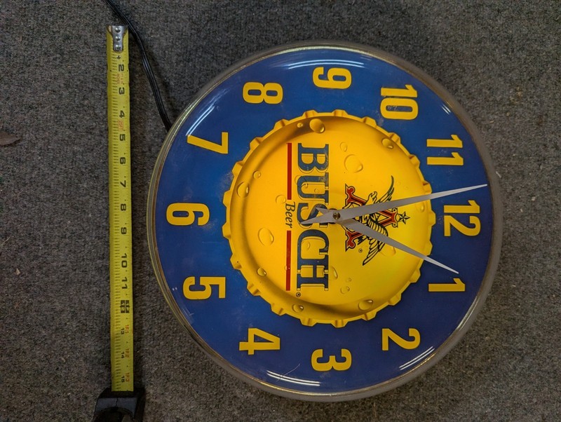 Busch Collectible Round Wall Clock Blue & Yellow Face Breweriana
