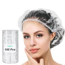 Auban Disposable Shower Cap, 100 PCS 100 pcs/17.3" Pack of 1 , Transparent