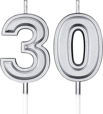 30Th Birthday Candles for Cake Silver 30Th Birthday Numeral Candles 30Th Birthda