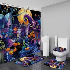 Halloween Haunted House Shower Curtain Sets For Bathroom 72x72 Inch