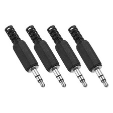 4Pcs 1/8" 3.5mm TRS Audio Male Stereo Jack 2 Pole, Black
