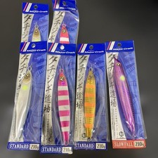 Major Craft Metal Jig 210g Set of 6, Silver Pink Gold Purple Stripes, New