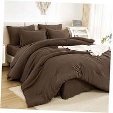 Oversized King Comforter Sets - 7 Pieces Bed Oversized King 120"x98" Brown