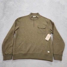 Frye And Co Sweater Mens Extra Large Green Dusky Heather Quarter Zip Pocket New