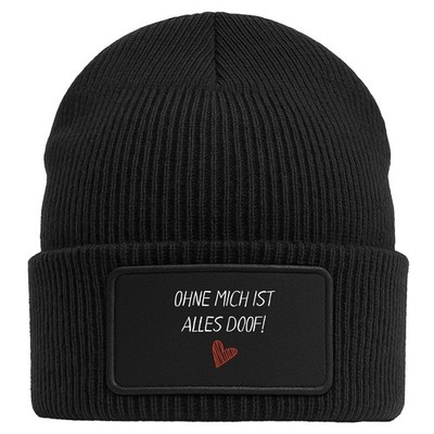 Beanie mit Patch Ohne mich ist alles doof Geschenkidee Ohne mich ist Geschenk Pr