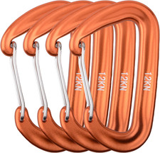 Carabiner Clips, 12 25 kN Aluminium D Ring Heavy Duty Lightweight Caribeaners fo
