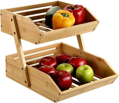 Kesper 58852 | Regal mit 2 Ablagen, Material: Bambus Maße: B 33 x T 38 x H 28 cm