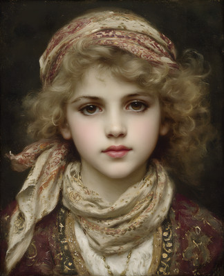 8x10 Young Girl with Scarf Around Her Neck Art Print - 472897811