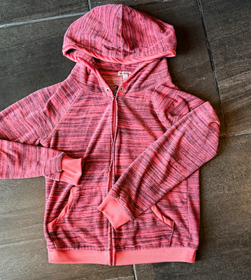 Y2K Juicy Couture Women's XS Pink Heathered Full Zip Hoodie Logo Rhinestones