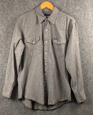 Wrangler Men's Pearl Snap Western Shirt Gray Heather Cotton Long Sleeve Shirt